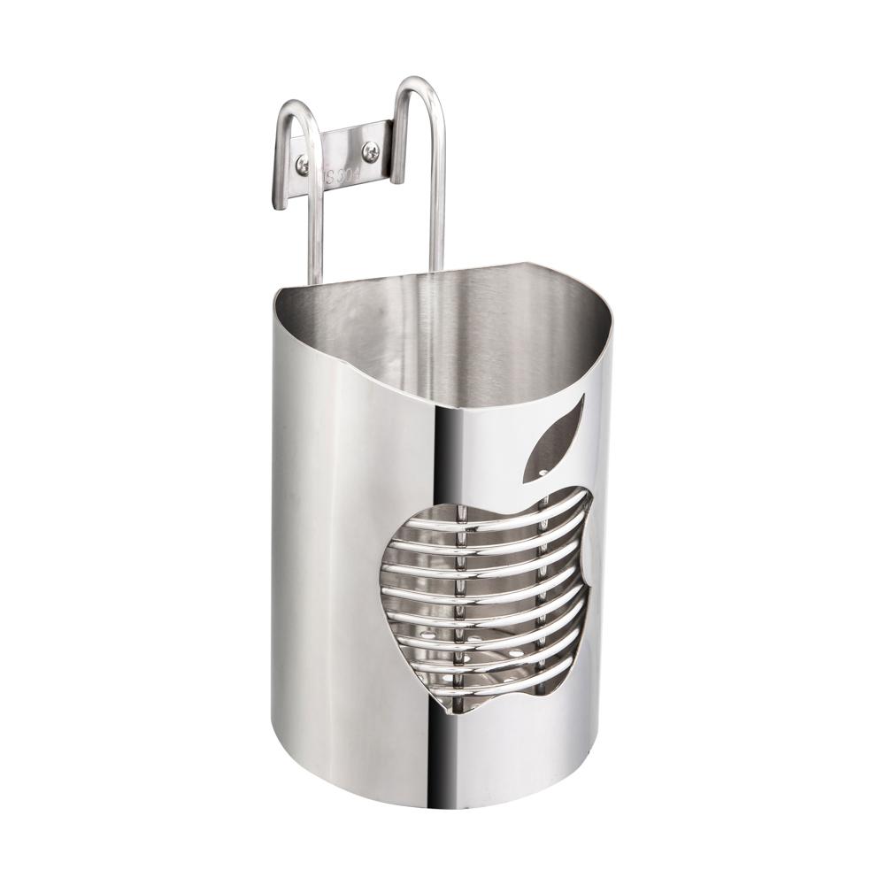 Ống đựng đũa muỗng đơn inox cao cấp SUS 304 (họa tiết trái táo - ngắn)