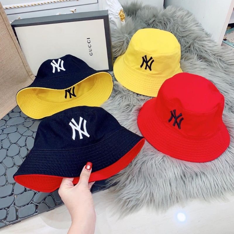 Nón vành bucket nữ, nón bo cụp oát 2 mặt thêu chữ ny