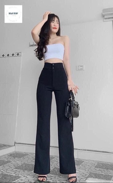 {Free Ship}Quần Ống Loe Nữ Lưng Cao Vải Mềm Phom Chuẩn Hách Dáng Hàng Shop Đẹp