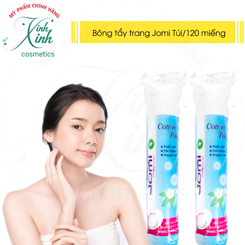Bông Tẩy Trang ⭐Nhật Bản⭐ Bông Tẩy Trang Jomi Cotton 120 miếng/túi | 100% cotton tự nhiên mang lại cảm giác mềm mịn nhẹ nhàng cho da