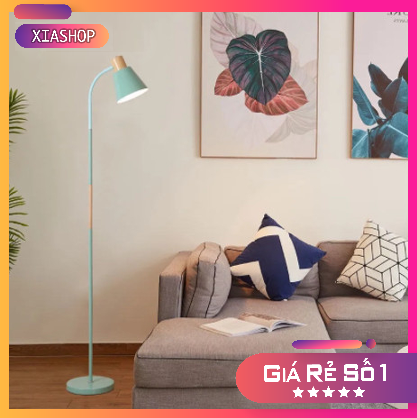 Đèn Cây Đứng Dáng Cao Trang Trí Phòng Khách Phòng Ngủ Phong Cách Bắc Âu - Tặng Kèm Đèn LED