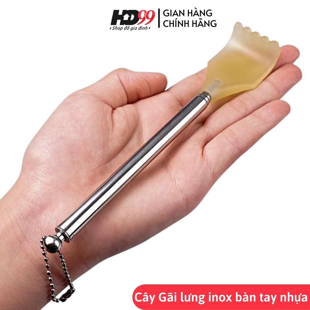 Cây Gãi Lưng Rút Gọn Hình Bàn Tay thông minh Cán Inox, phần Gãi bằng Nhựa cứng hoặc Inox