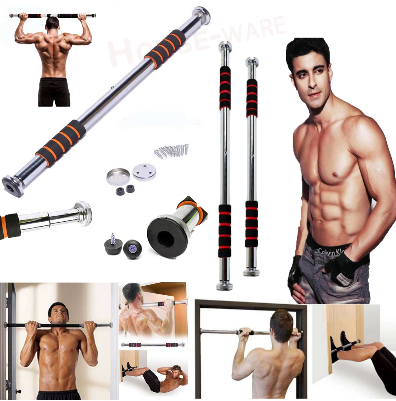 Xà Đơn Treo Tường 60 - 100cm Door Way Gymbar, XÀ ĐƠN GẮN CỬA – XÀ ĐƠN TREO TƯỜNG, Xà đơn gắn cửa treo tường đa năng, Dụng cụ tập thể hình.