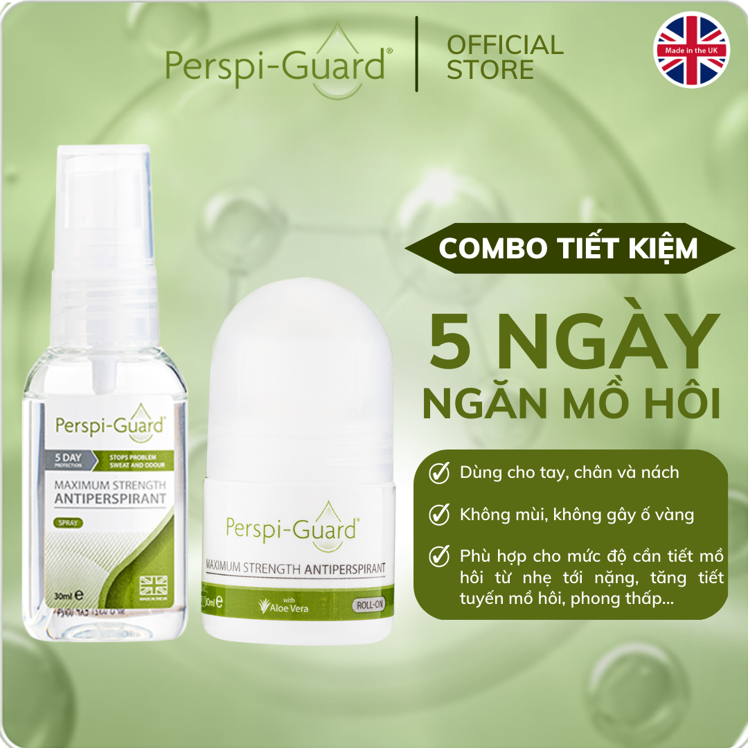 [Voucher giảm 10%] Combo khử mùi ngăn mồ hôi cao cấp PerspiGuard lăn khử mùi 30ml + xịt khử mùi 30ml