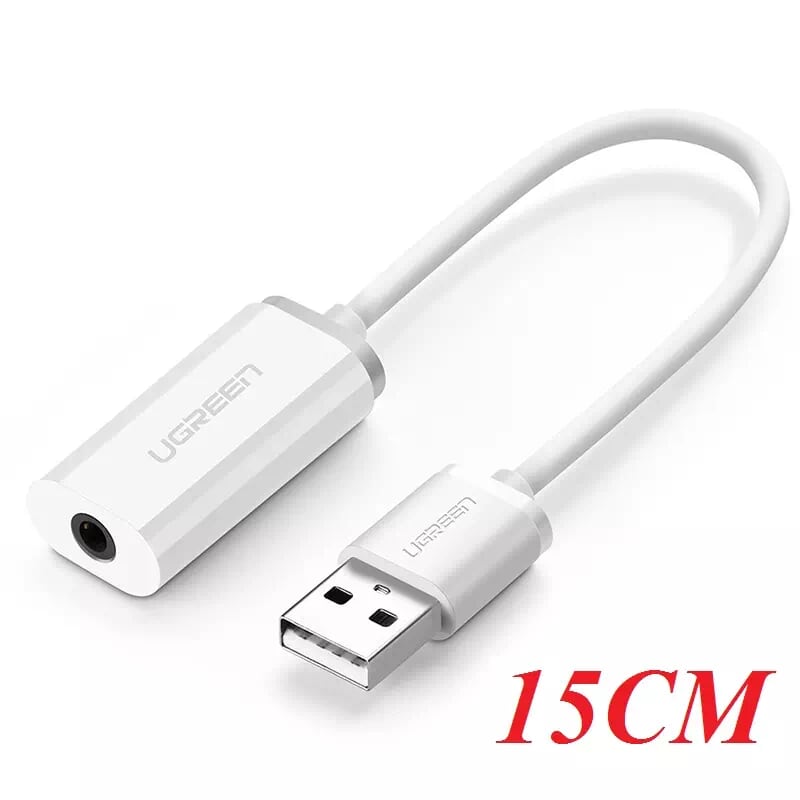 Ugreen 30712 15cm màu trắng bộ chuyển usb 2.0 sang âm thanh 3.5mm us206
