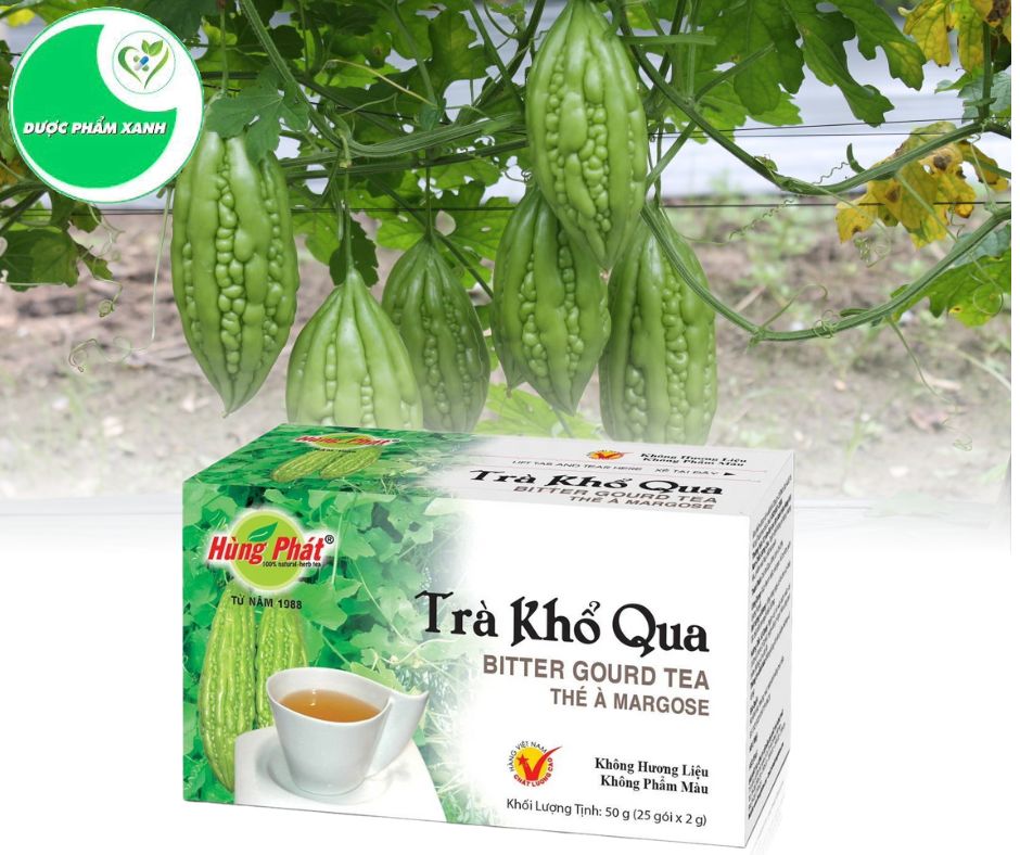 Trà khổ qua hộp 25 gói hùng phát - hỗ trợ giảm đường huyết, giải nhiệt, mát gan