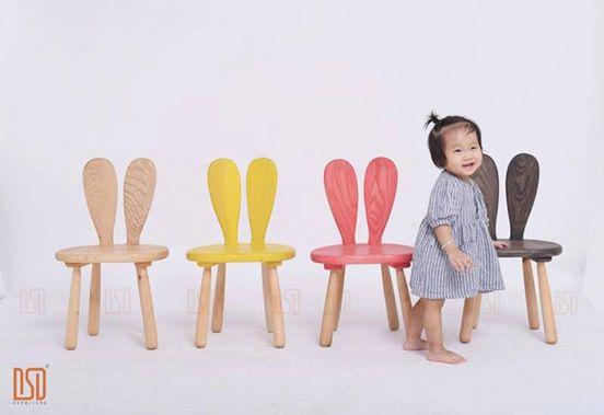 Ghế gỗ cho bé, đa dạng màu sắc hình dáng Kitty ngộ nghĩnh