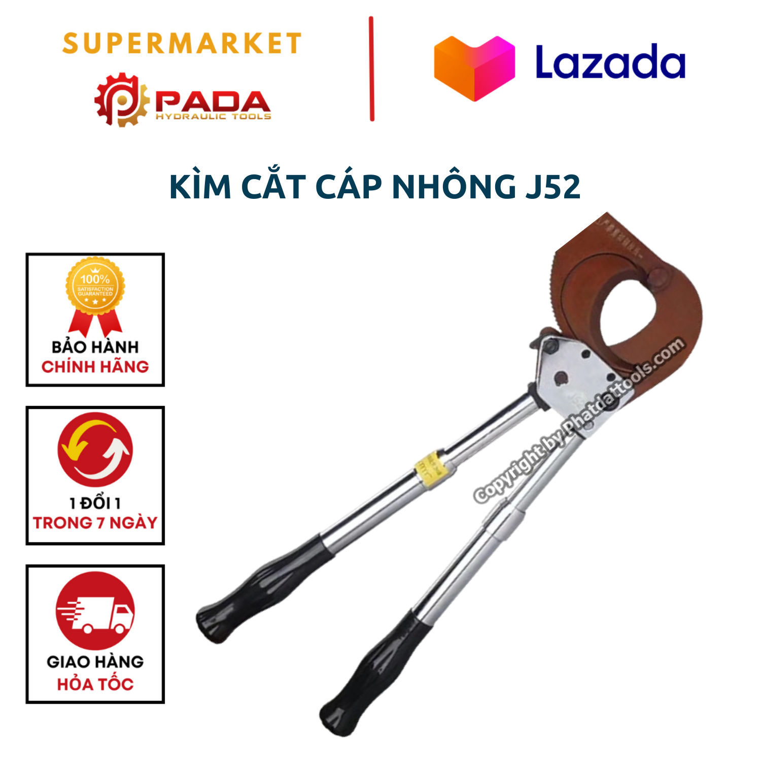 Kìm cắt cáp nhông j52- phạm vi cắt 500mm2-phi 40mm- hàng chính hãng pada- bảo hành 6 tháng