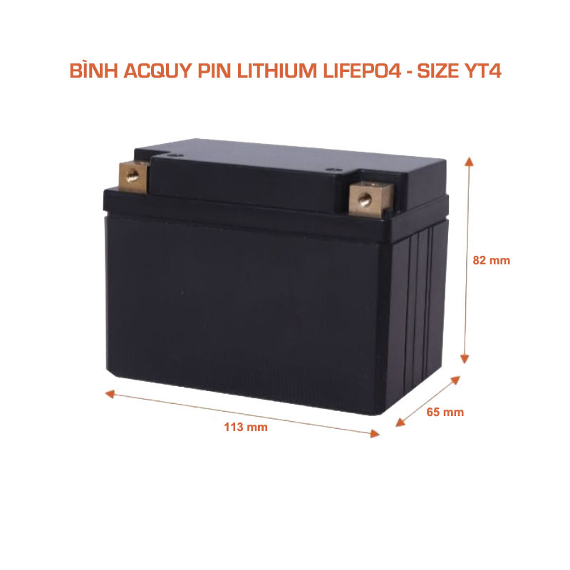 Bình Acquy ZMax Pin Lithium LifePO4 12V 6ah, ZM12V6-YT4 Dùng Cho Xe Máy