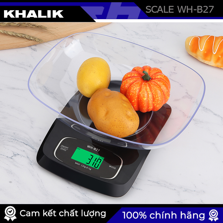 Cân nhà bếp điện tử KHALIK WH-B27 12kg 5kg, cân dùng pin sạc lại có độ chính xác cao màn hình LCD, Cân cực kỳ bền và chính xác