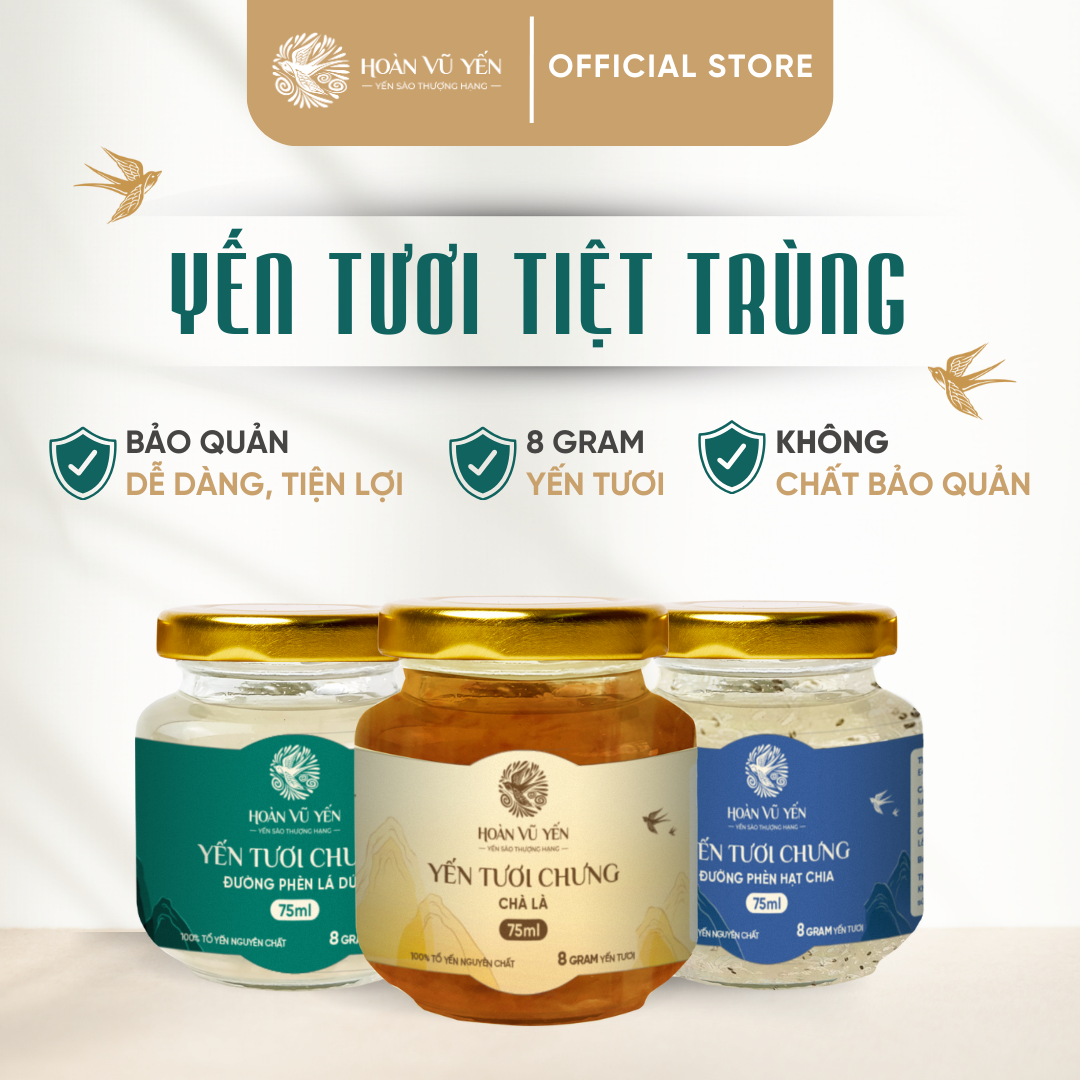 Nước Yến Tươi Tiệt Trùng - 8g Yến tươi 100% Nguyên Chất ( 75ml ) - Tăng Cường Sức Khỏe - Chống Lão Hóa - Tăng Cường Trí Nhớ