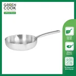 Chảo Inox 3 Lớp Nguyên Khối Miệng Rót Green Cook GCP254 Size 20-24-26 Chính Hãng Green Cook
