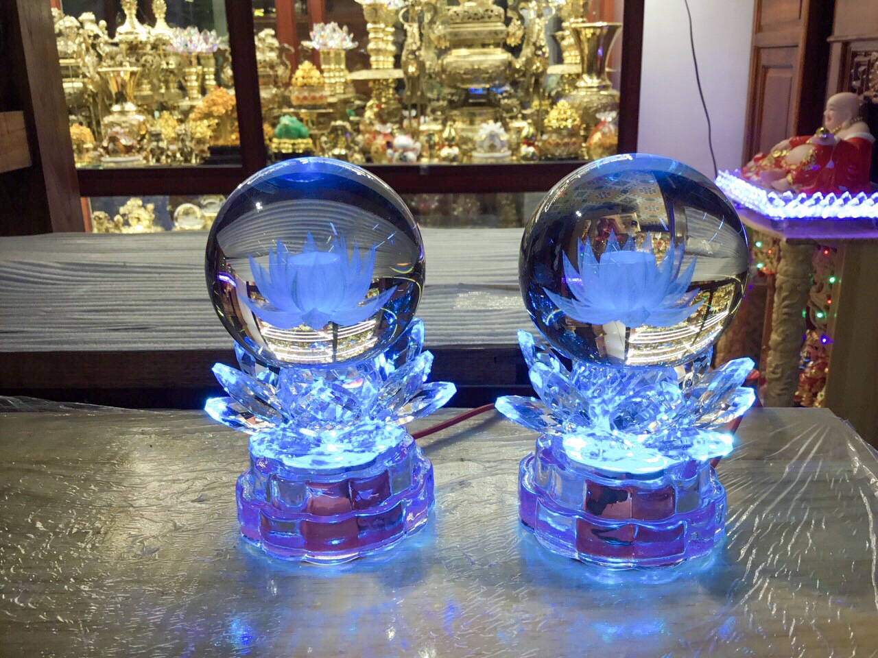 [Đèn trang trí] Đèn hoa sen hình cầu pha lê 3D