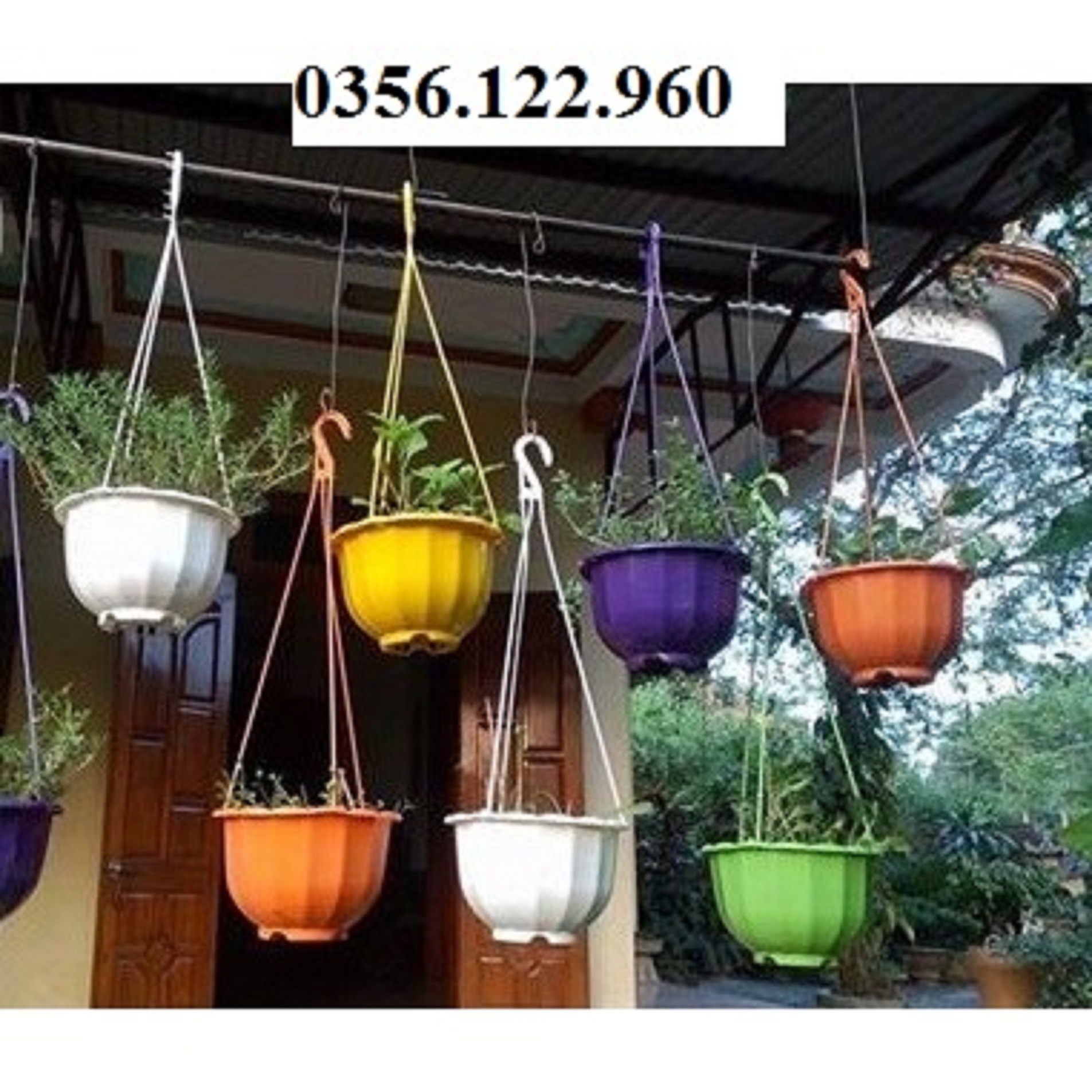 Combo 10 Chậu Nhựa Treo Trồng Hoa Nhiều Màu đường kính 22cm