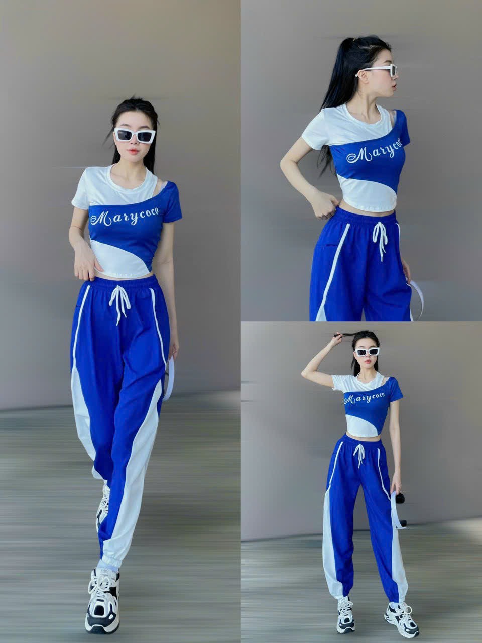 Bộ thể thao nữ quần chất gió ,áo chất thun