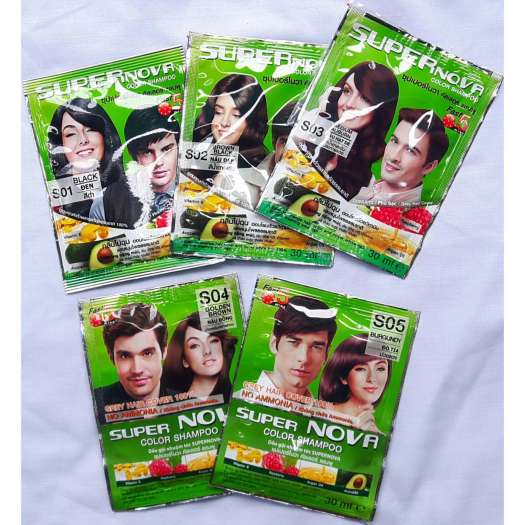 Dầu gội Nhuộm tóc phủ bạc Thảo Dược Super Nova color Shampoo fast 5mins 30ml - Thái Lan
