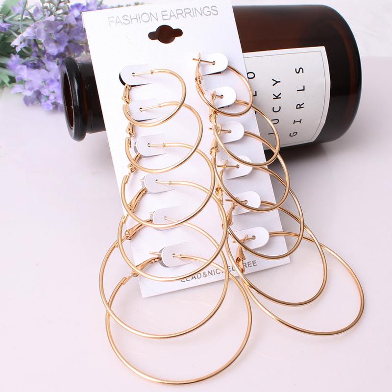 Bông tai khuyên tròn trơn đơn giản set 6 đôi đủ kích cỡ BBT-06