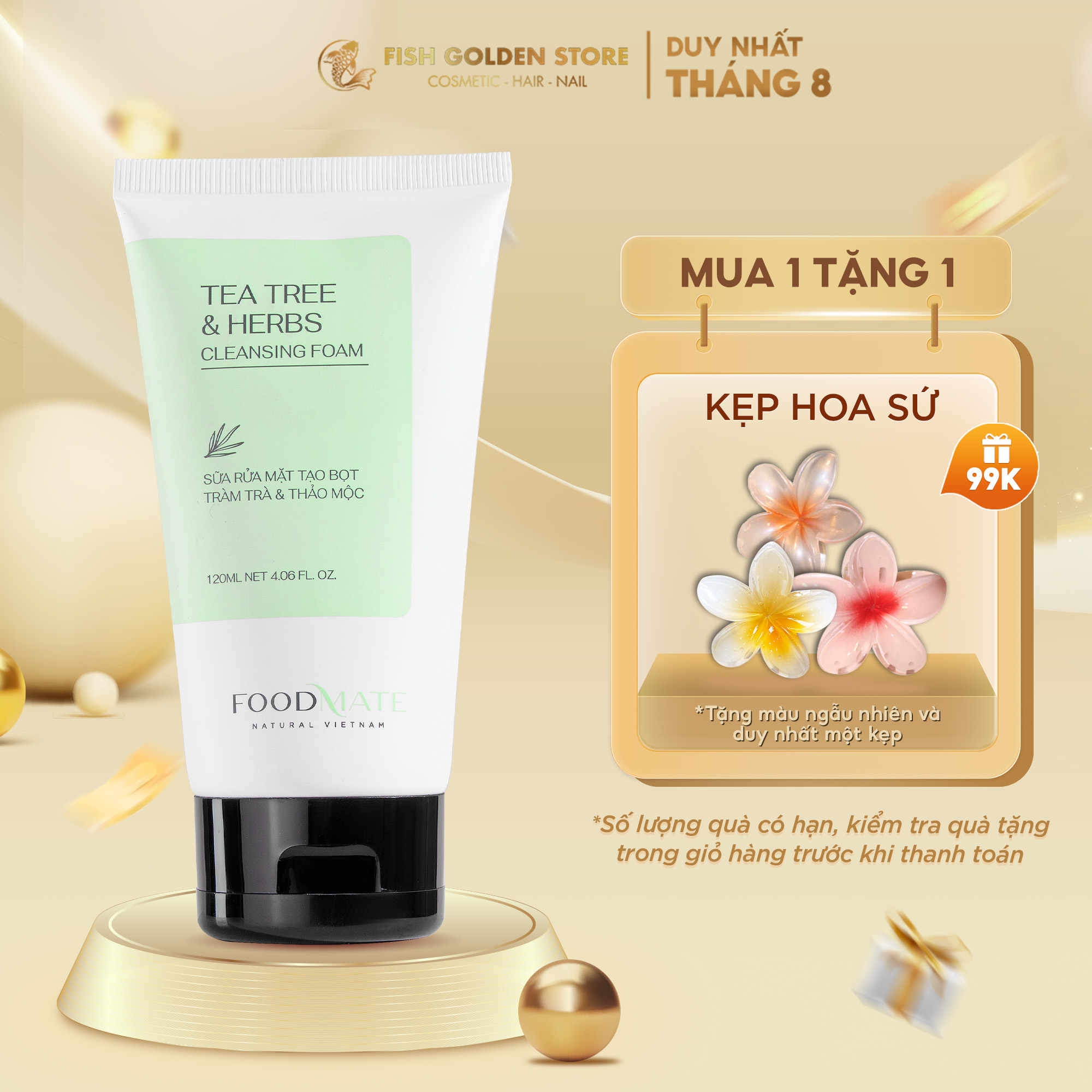 Sữa rửa mặt tạo bọt tràm trà và thảo mộc tea tree & herbs clearsing foam 120ml