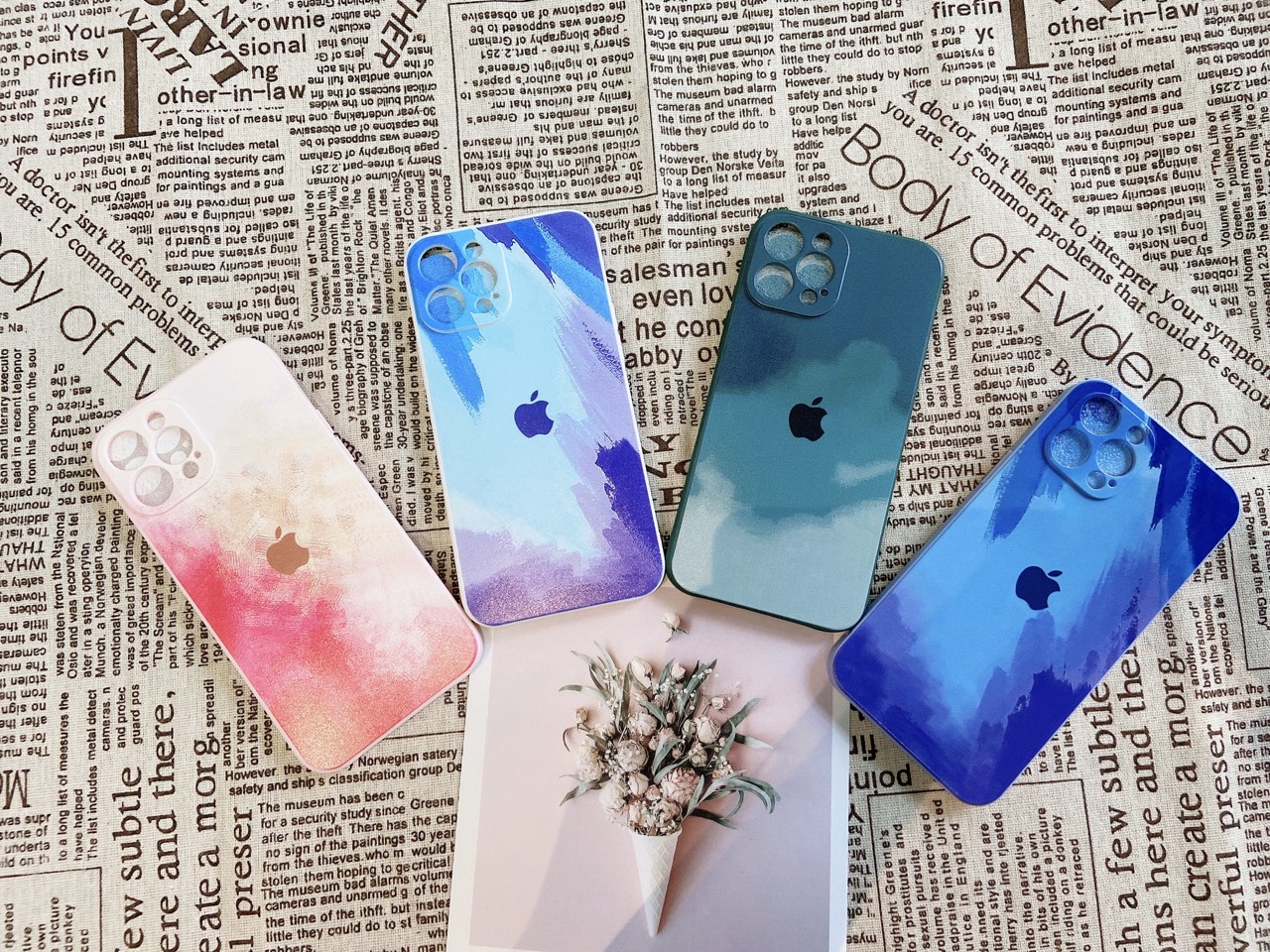 Ốp Loang viền vuông chống bẩn bảo vệ camera Dành Cho Apple iphone