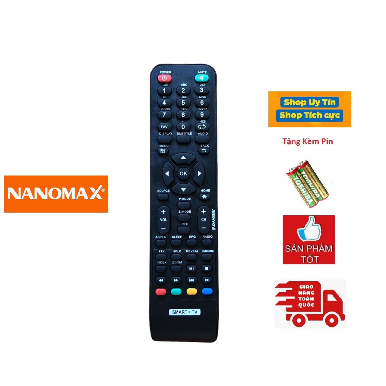 Điều khiển tivi NANOMAX SMART TV - Remote dùng cho tivI  NANOMAX SMART TV - Đầu bấm tivi  NANOMAX SMART TV - tặng kèm pin