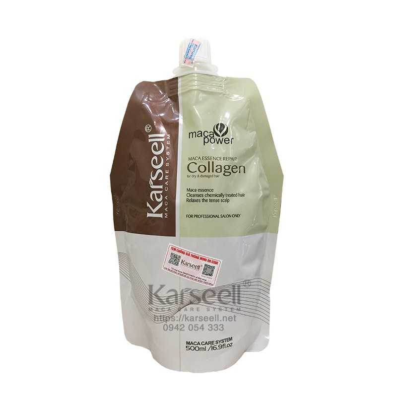 Kem ủ tóc phục hồi collagen karseell maca 500ml, kem ủ tóc karseell maca power collagen 500ml phục hồi hư tổn hấp ủ tóc thẳng mượt bổ sung collagen