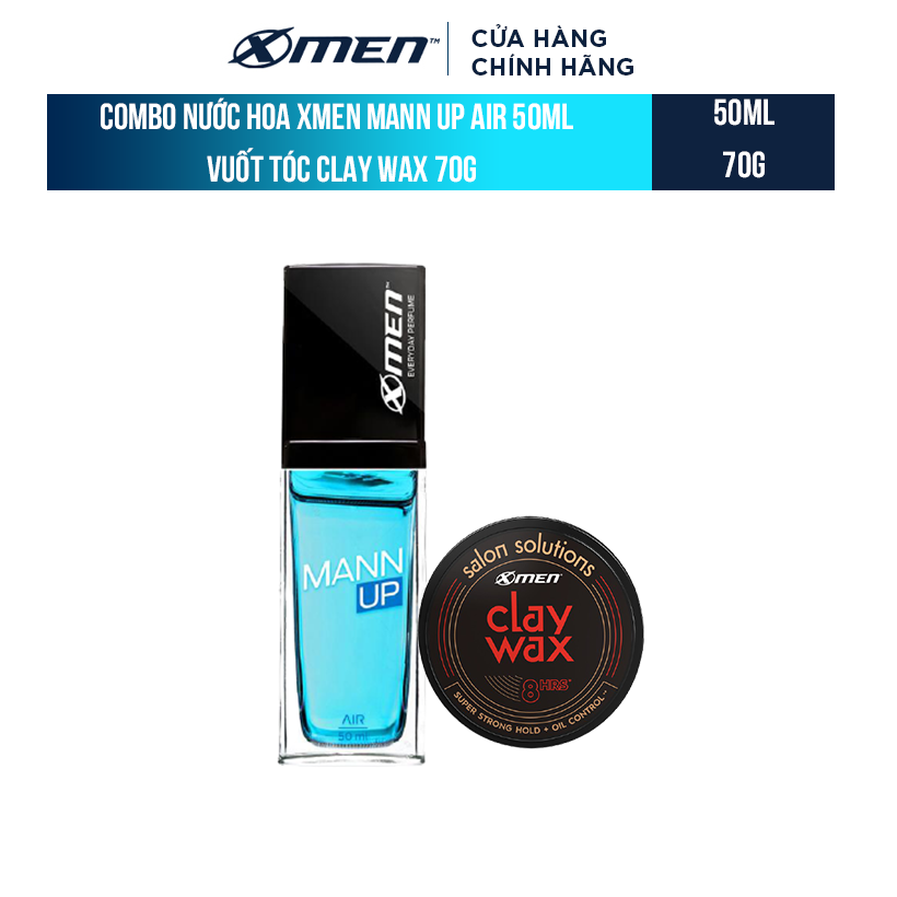 Combo Nước hoa Xmen Mann up Air 50ml + Wax Vuốt tóc Xmen Salon Solution Clay Wax 70g