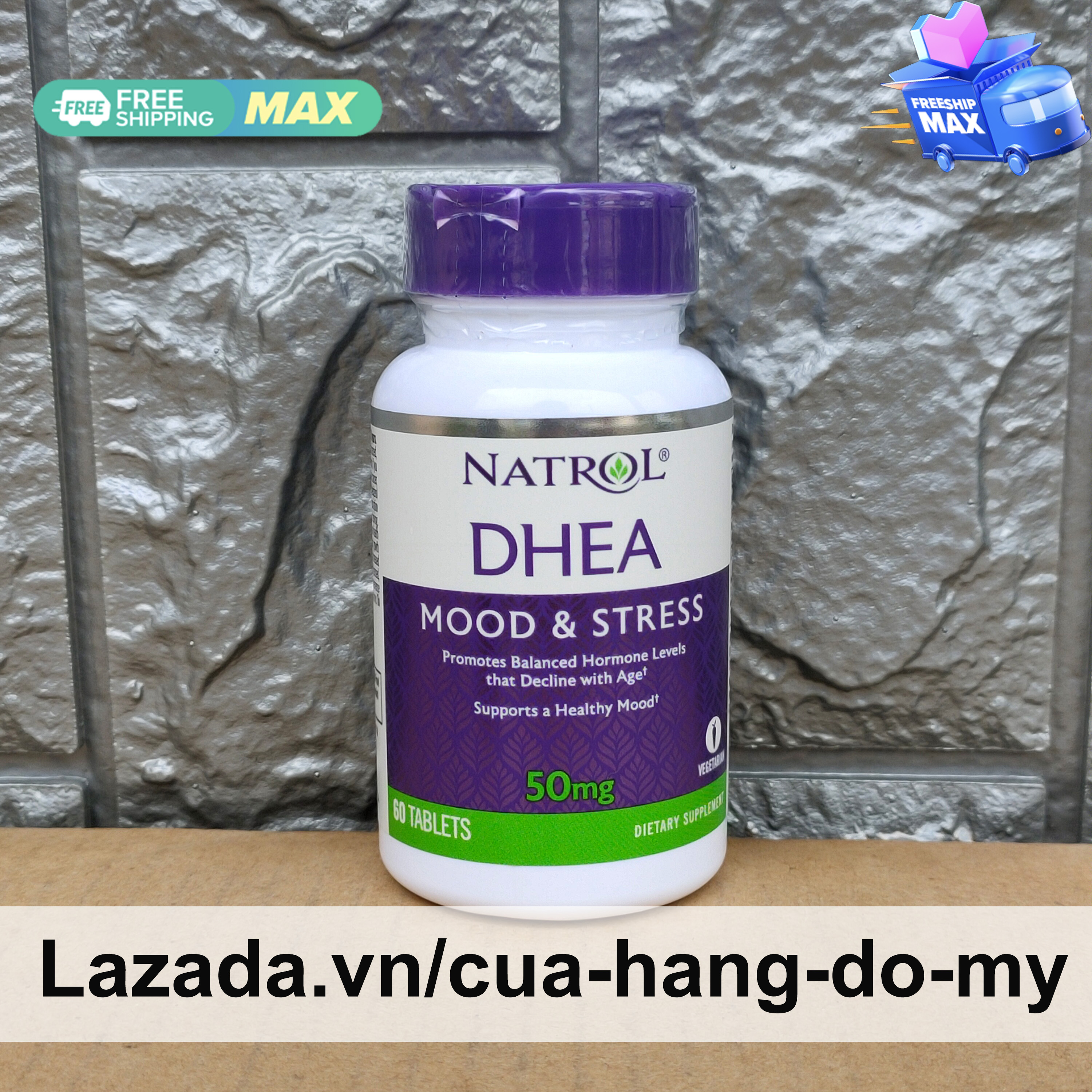 Viên uống Natrol DHEA Mood & Stress 50mg 60 viên của Mỹ - Cân bằng nội tiết tố cho phụ nữ 50 mg - Shop Hong1008