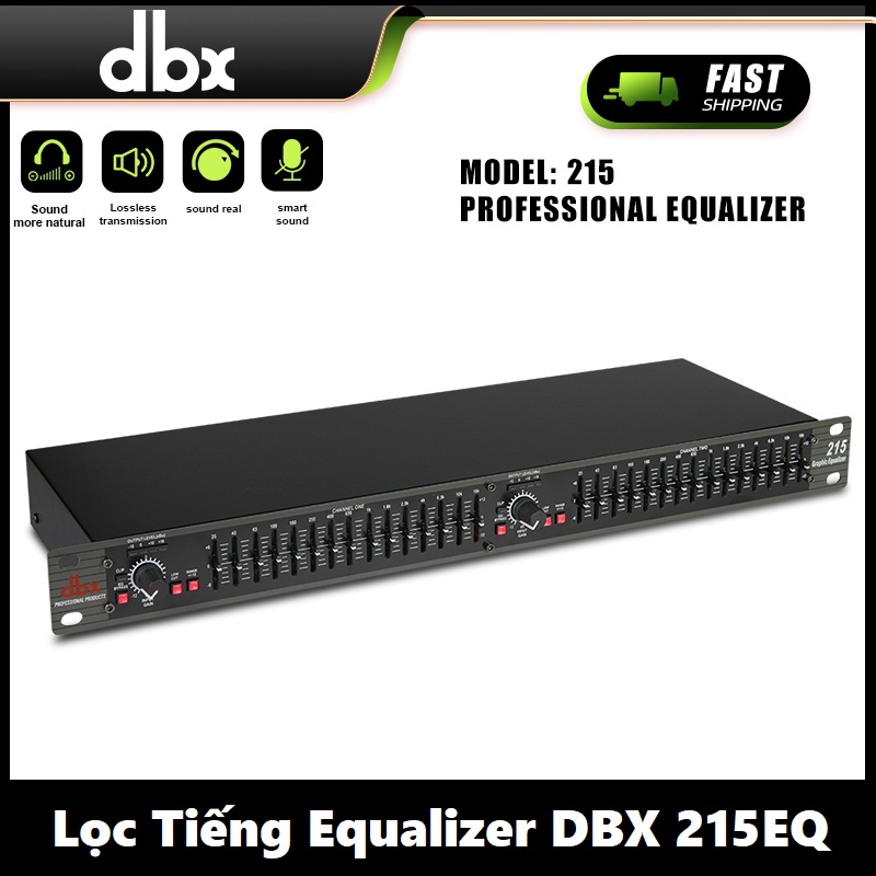 Lọc Xì Equalizer DBX 215EQ - 2 Kênh- 30 Cần Chỉnh,Bộ Lọc Xì Karaoke Chuyên Nghiệp Lọc Tiếng Cực Hay,Loại Bỏ Tạp Âm,Cắt Tần Số Thừa Hiệu Quả,Nâng Bass Treble Mạnh Mẽ.Bảo Hành 12 Tháng