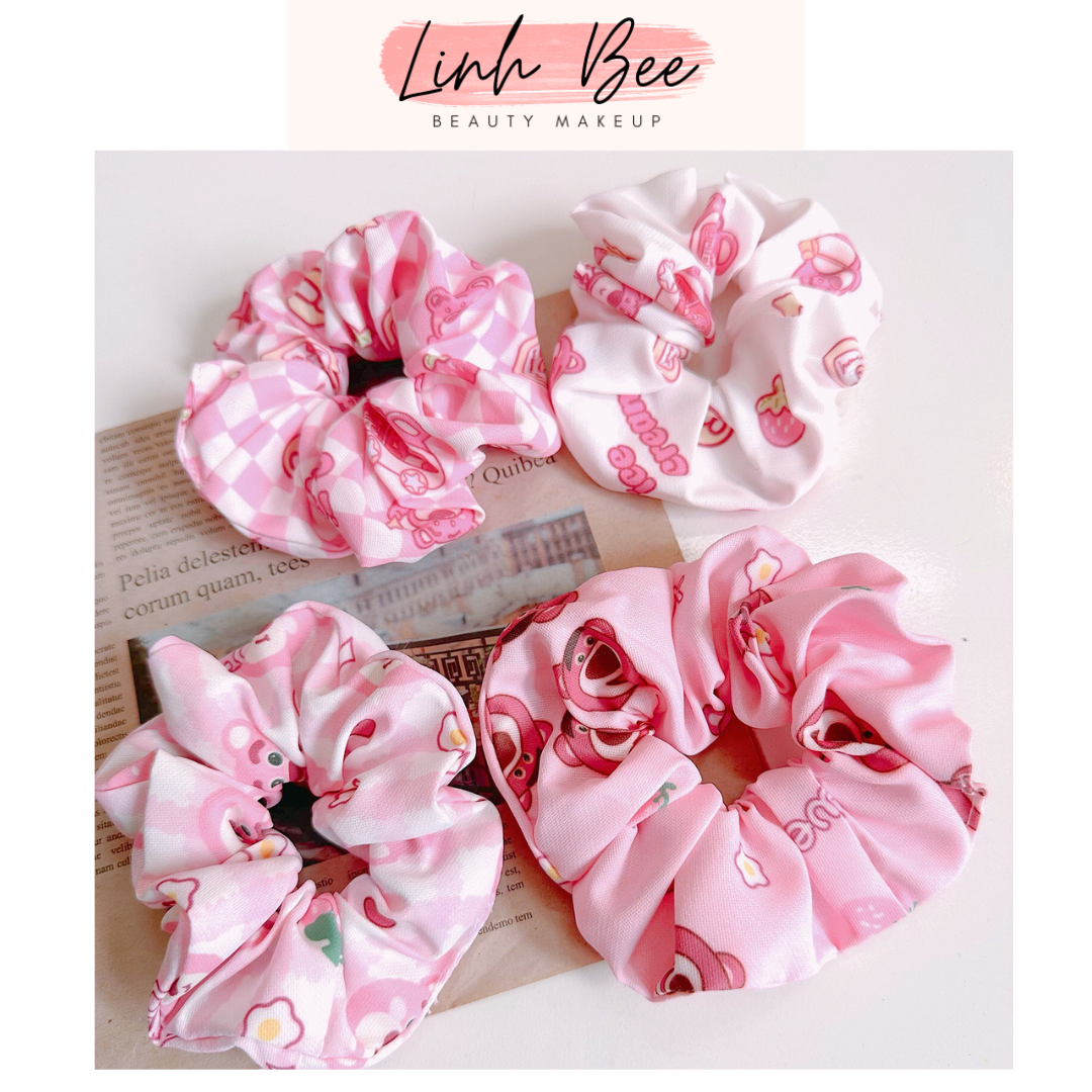 Dây Buộc Tóc gấu Cột Tóc Scrunchies Hoạ tiết siêu dễ thương cutte