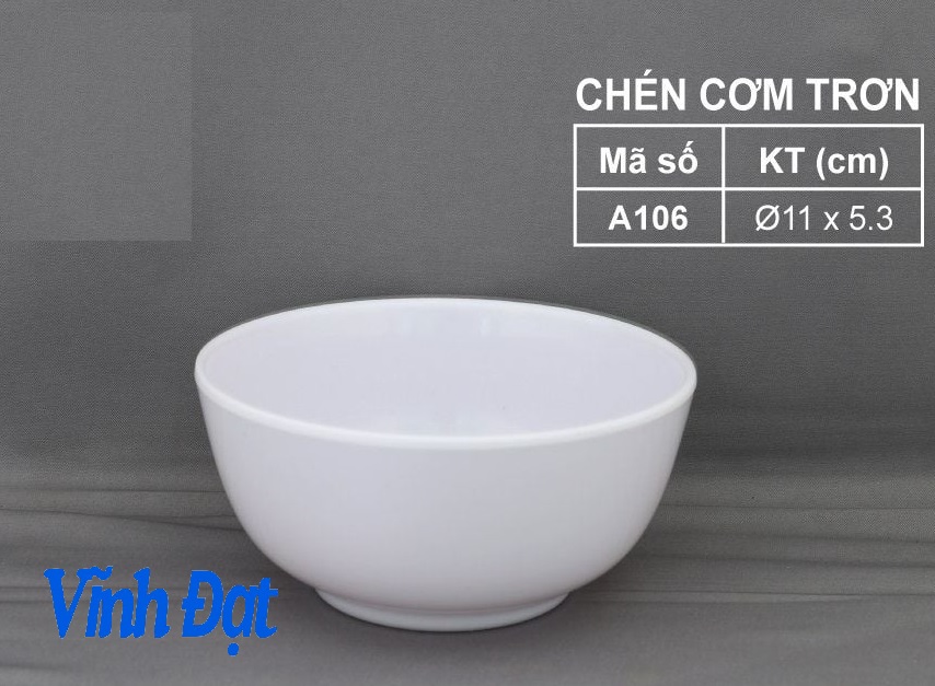 Combo 5 Chén Cơm Melamine Màu Trắng