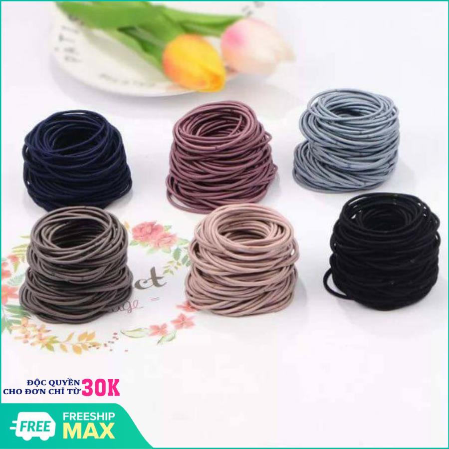 Dây thun buộc tóc, Set 100 dây thun buộc tóc - dây cột tóc, thun buộc tóc,Túi Cột tóc, buộc tóc chun scrunchies siêu bự tiện lợi, xinh sắn