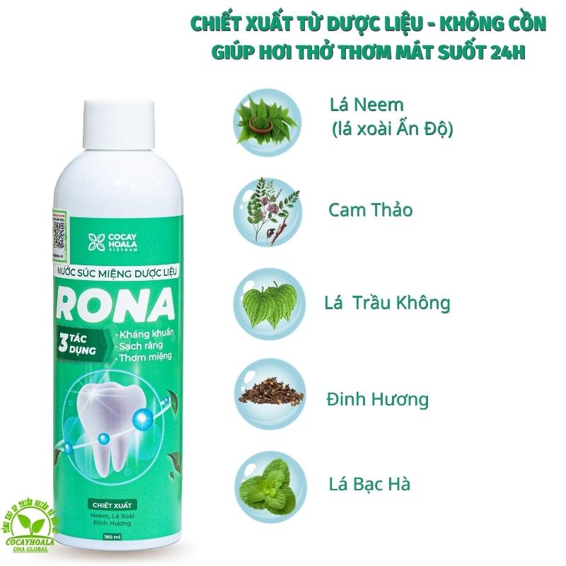 Nước súc miệng dược liệu Rona CoCayHoaLa - chai 180ml