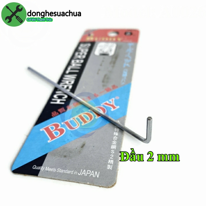 Lục giác đầu bi 2.0mm kiểu chữ l buddy a0026 dài 100mm