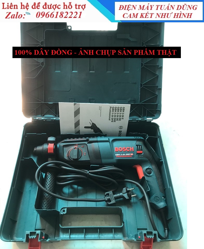 Máy khoan bê tông 3 chức năng, khoan, búa, đục bê tông 800W - 100% dây đồng