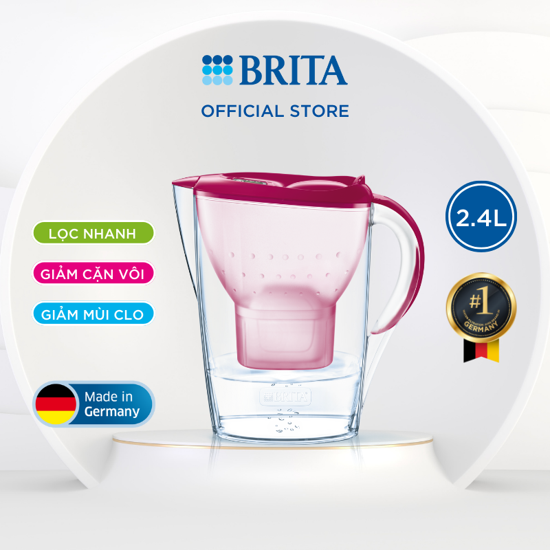 Bình lọc nước BRITA Marella Basic Berry 2.4L (có sẵn 1 lõi lọc Maxtra Plus) - Thương hiệu đến từ Đức