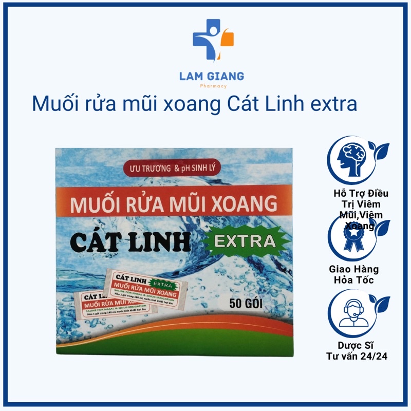 Muối rửa mũi xoang Cát Linh extra hộp 50 gói