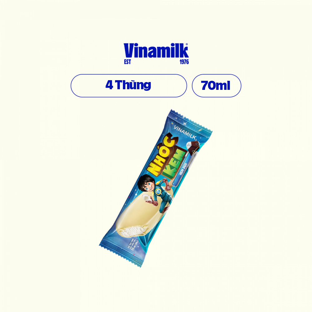 4 Thùng Nhóc Kem Vinamilk Dừa Socola Que 70ml