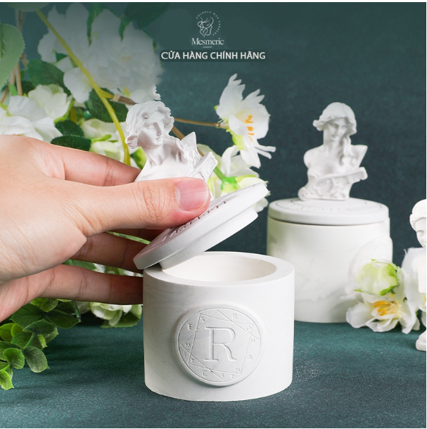 Nến thơm mesmeric sáp dừa không khoi' điêu khắc phong cách châu âu quà tặng decor cao cấp