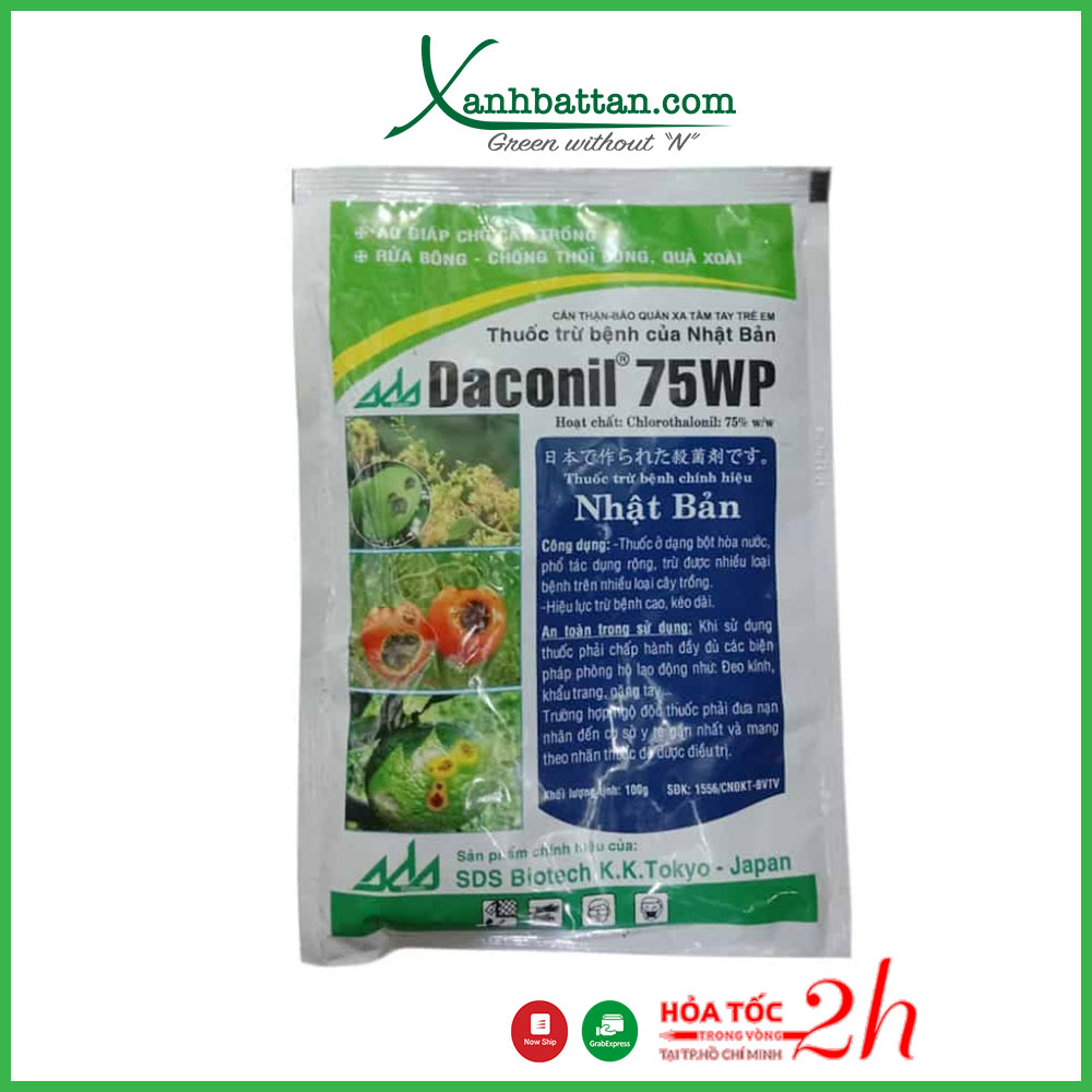 Daconil 75wp trừ nấm bệnh trên cây trồng của nhật bản gói 100 gram