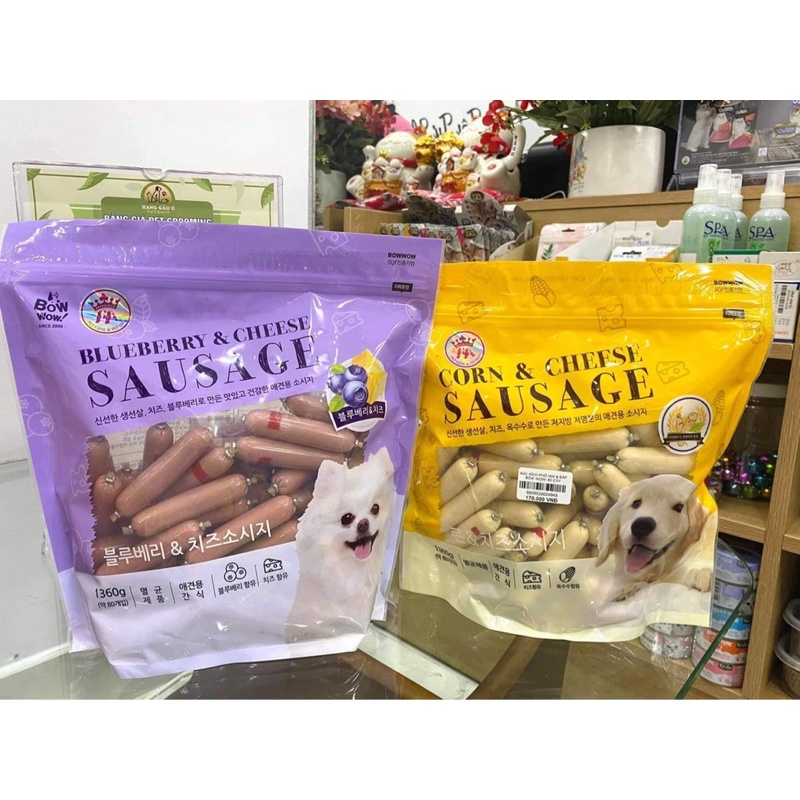 [ 1360Gr ] Xúc Xích Cao Cấp Bowwow Phomai Bắp / Phomai Việt Quất Cho Cún 🐶