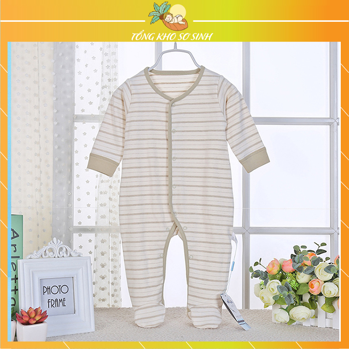 Bodysuit áo liền quần cho bé dài tay cổ vuông họa tiết đơn giản chất liệu vải 100% cotton