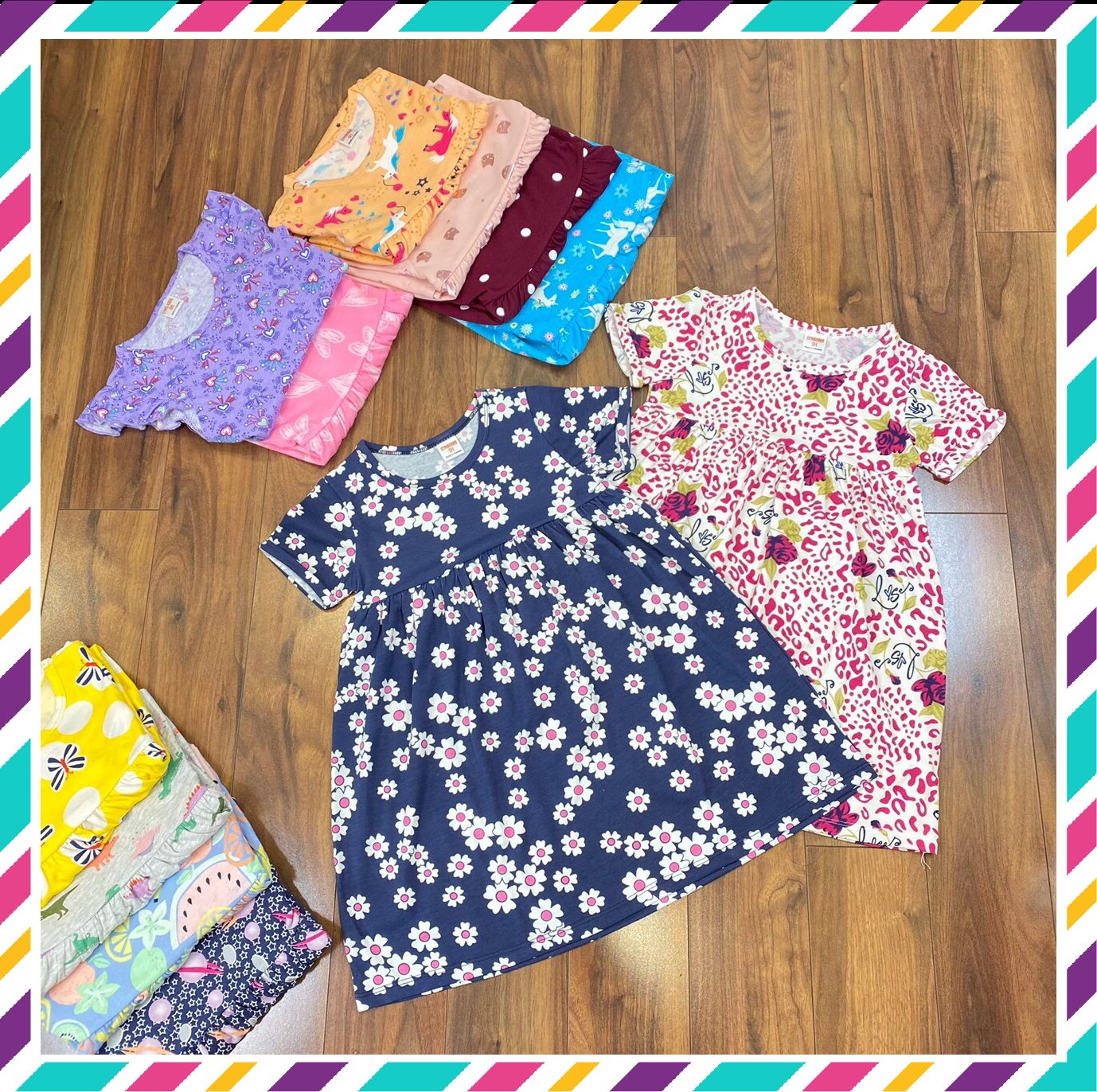 [19 - 35kg] Váy bé gái cotton VNXK, váy sixe đại, váy babydoll thoáng mát thấm mồ hôi cho bé gái 5 - 14 tuổi