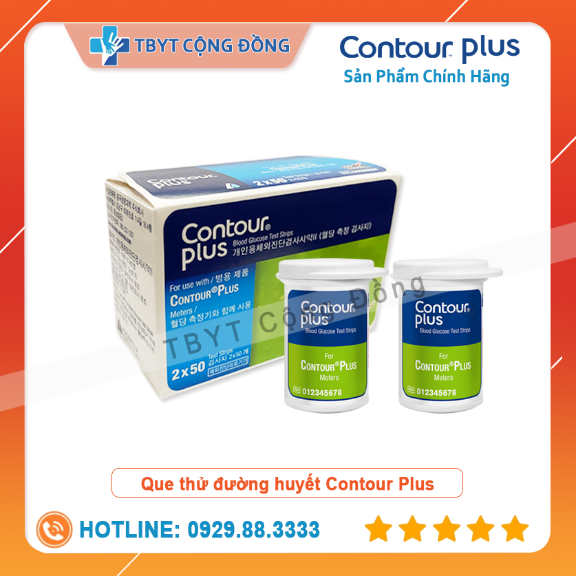 Que thử đường huyết contour plus hộp 100 que
