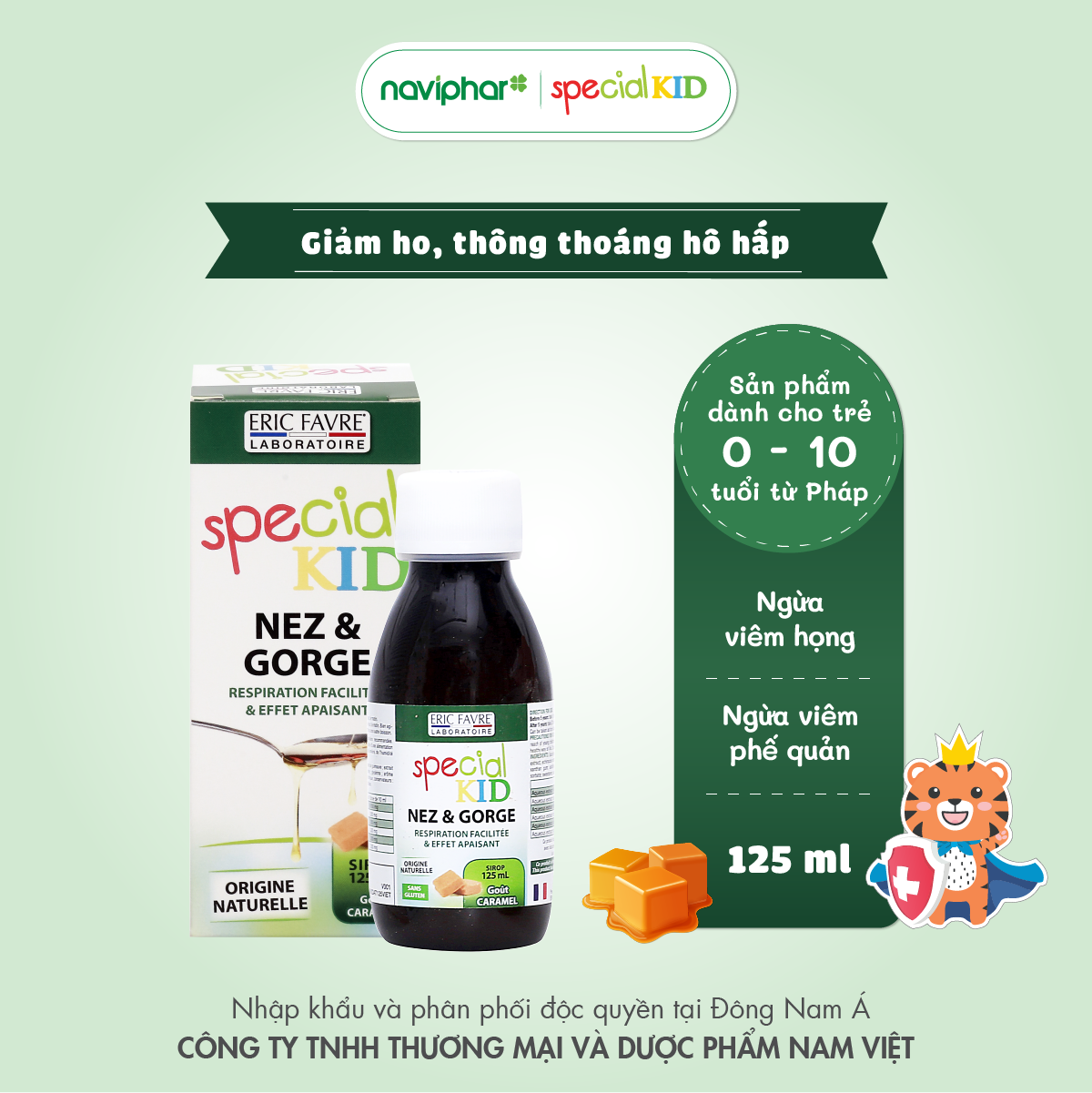 Siro ho Giảm viêm đường hô hấp, Ngăn ngừa viêm họng, viêm phế quản - TPBVSK Special Kid Nez & Gorge 125ml [Nhập khẩu Pháp]