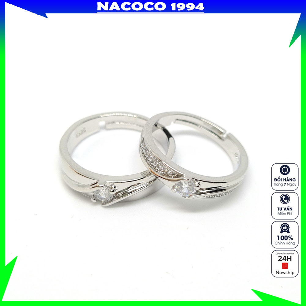 nhẫn cặp đôi nam nữ NACOCO, nhẫn đôi thiết kế hở dễ dàng điều chỉnh kích cỡ, nhẫn nam nữ tình yêu bạn thân