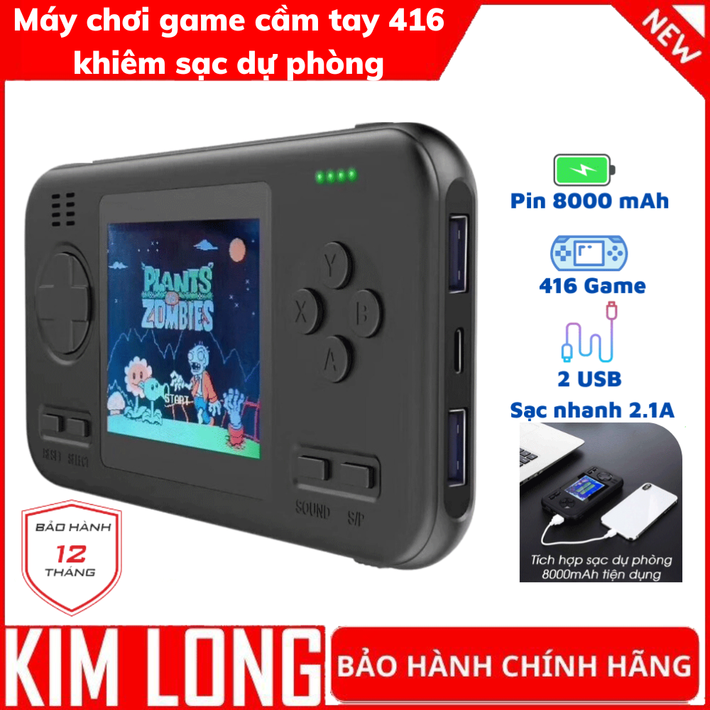 Máy chơi game cầm tay 416 trò - máy chơi game cầm tay kiêm sạc dự phòng 8000 mah cổng sạc nhanh 2.1a - bảo hành 12 tháng :