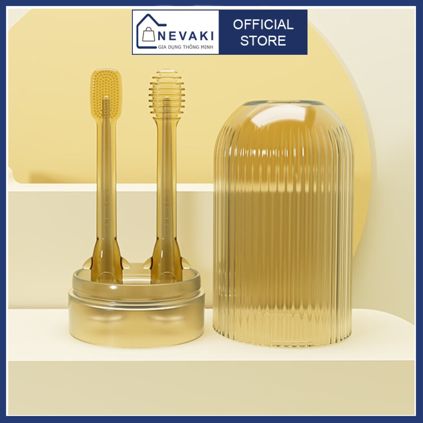 Set rơ lưỡi bàn chải silicon cao cấp-an toàn-siêu mềm mại cho bé từ 0-18 tháng Nevaki NK11