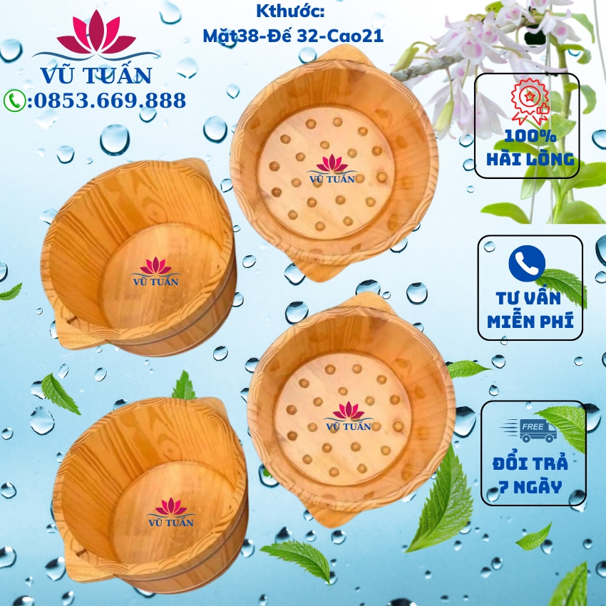 Chậu gỗ ngâm chân, bồn gỗ ngâm chân, chậu gỗ ngâm chân massage, có hạt