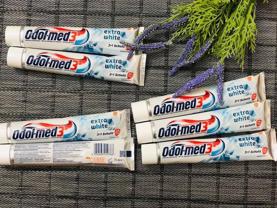 Combo 2 tuýp kem đánh răng odol-med3 extra white 75ml của đức và kem đánh răng prokudent cho bé- 75ml
