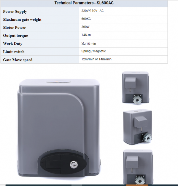 [Trả góp 0%] Mô tơ cổng trượt cổng lùa tự động Sliding gate motor SL600AC